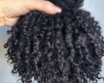 オーガニックブラックティーズウォーターモヘアフリースロック：人形の髪の植毛（5～6インチ）