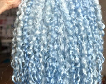 ライトブルーのティーズウォーターモヘア製ドール用ヘアロック • 10～12インチの植毛ファイバー（BJD、リボーン、OOAKドール用）