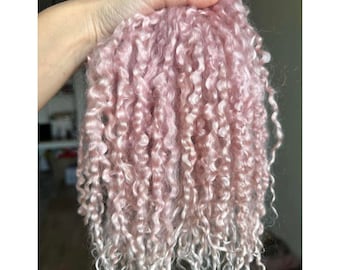 手染めピンクティーズウォーターロックス：10～12インチドールヘアフリース