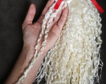 Washed VERY LONG organic mohair for doll hair 11-12&quot; /  Teeswater fleece