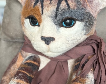 デザイナーズウェットフェルト猫バックパック - 手作りのウール製子猫バッグ