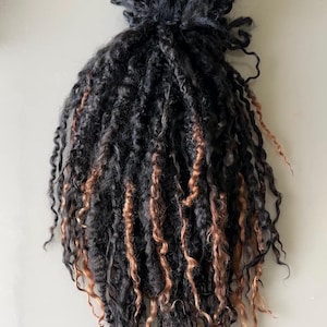 Organic Black Teeswater Mohair 10-12” inch with Copper Highlights 60 gram (2.11 oz) Doll Hair for: OOAK, BJD, Reborn, Waldorf – Hand Washed