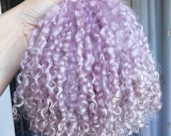 Polaire mohair Teeswater lavande bio - cheveux de poupée bouclés pour le réenracinement, BJD, Waldorf, OOAK, Blythe