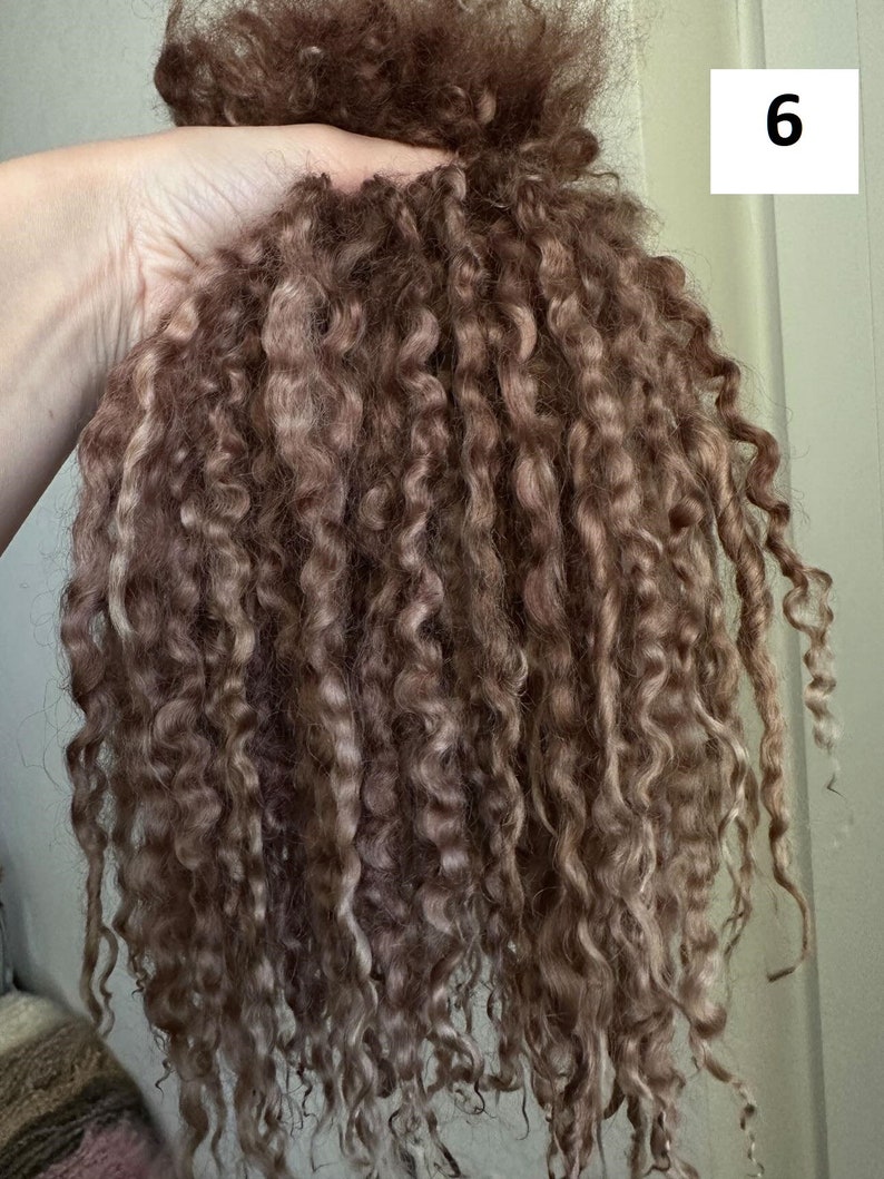 Mèches de laine de Teeswater bio, 60 g / 2,11 oz, 10-12 pouces, longs cheveux bouclés de poupée teints à la main, fibre de reroot, polaire de qualité supérieure 6 - auburn red