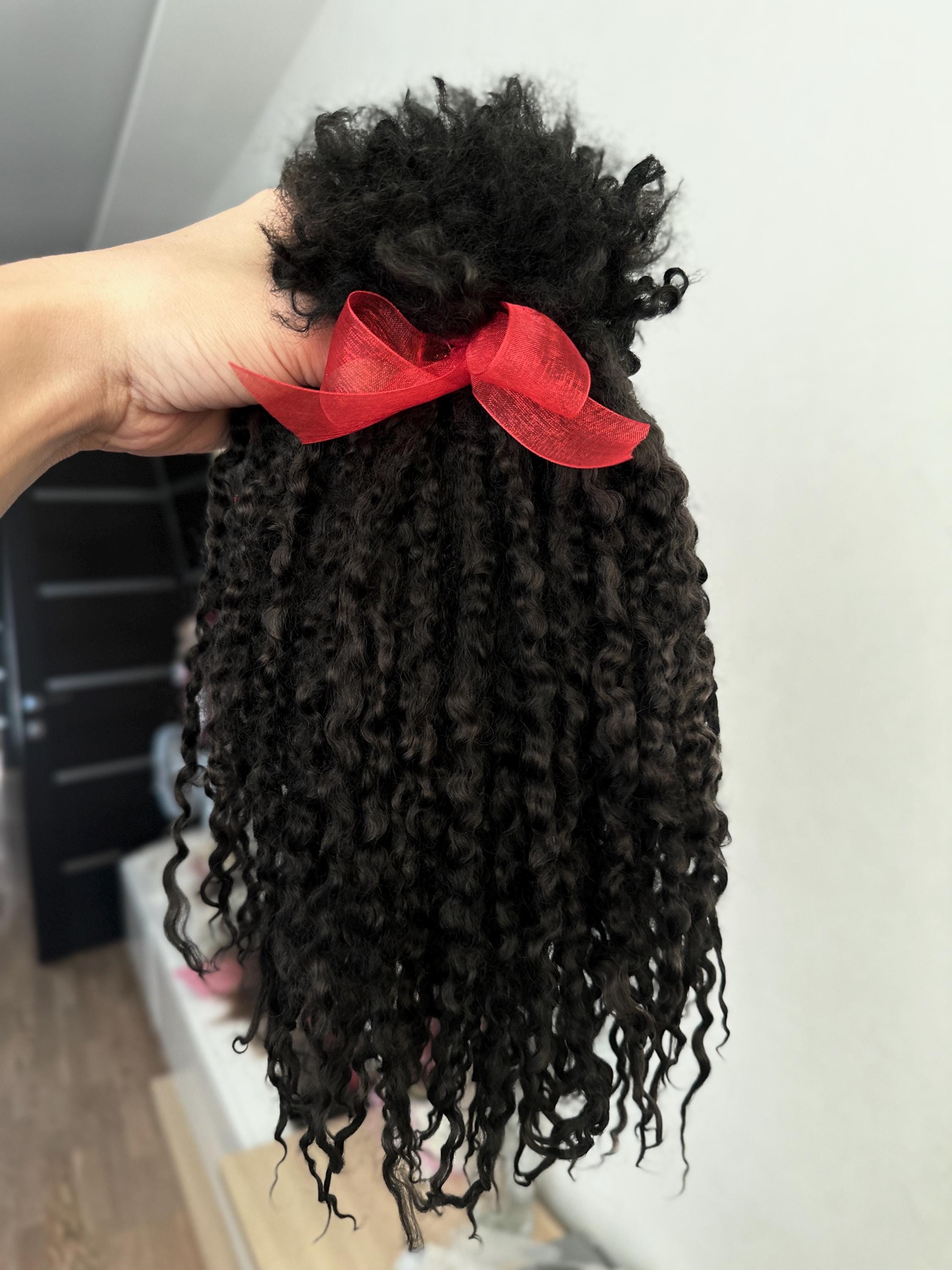 Black Teeswater Locks: 10-12" Doll Hair, Rerooting Fiber