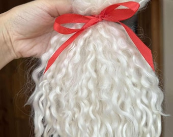 オーガニックホワイトティーズウォーターモヘアフリースロック：人形の髪の植毛用、長さ5～6インチ