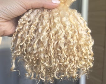 ライトゴールデンオーガニックティーズウォーターモヘアフリース（人形の毛の植え替え用、ウォルドルフ人形、一点物人形用）