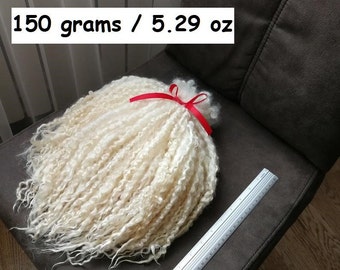 Organic washed mohair for doll hair 10-12" long /  Teeswater fleece