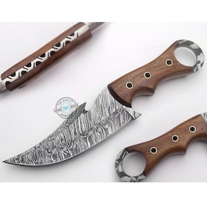 9.00&quot; Custom Handmade Damascus steel, Skinning Knife, (2095) Hunting knife, Birthday gift, Boyfriend gift, Gift for father, Anniversary gift