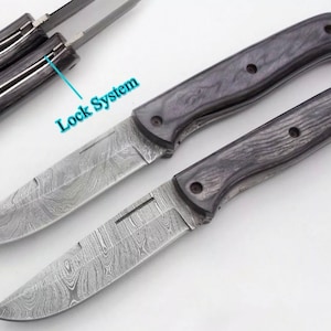 2 Stk von Custom Handmade Damast Stahl, Klappmesser, (2207) Jagdmesser, Jubiläumsgeschenk, Geschenk für Vater, Taschenmesser, Geburtstagsgeschenk