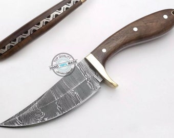 9.25" Custom handmade Damascus Steel Skinning knife (2116-2) Hunting knife,  Boyfriend gift, Gift for father, Anniversary gift, Husband gift