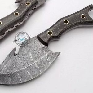 8.00&quot; Custom handmade Damascus, Skinning Axe Knife (2127) Birthday Gift, Gift for father, Antique gift, Anniversary gift, Gift for husband