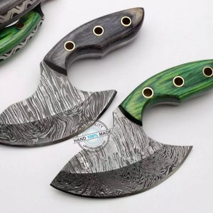 2 Stück 5,15 &quot;Individuell handgefertigte Damaststahl, Mini Axt, Messer (2129) Geschenk für Ehemann, Geschenk für Vater, Jahrestagsgeschenk, Jagdmesser