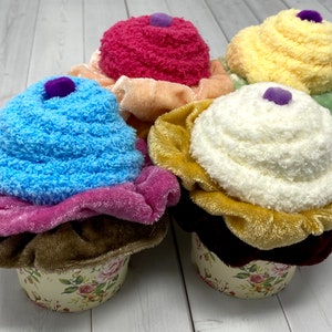 Fuzzy Sock Cupcakes with Scrunchies. Birthday Gift, Get Well Gift, Party Favors, Appreciation Gift, Quaranteen Gift, Thinking Of You Gift