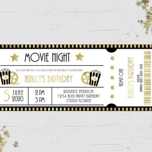 Movie Night Invitation Billet Virtuel Soiree Cinema Etsy