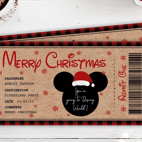 christmas disney surprise ticket disney reveal disney etsy new zealand
