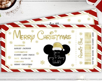 christmas disney surprise ticket disney reveal disney etsy
