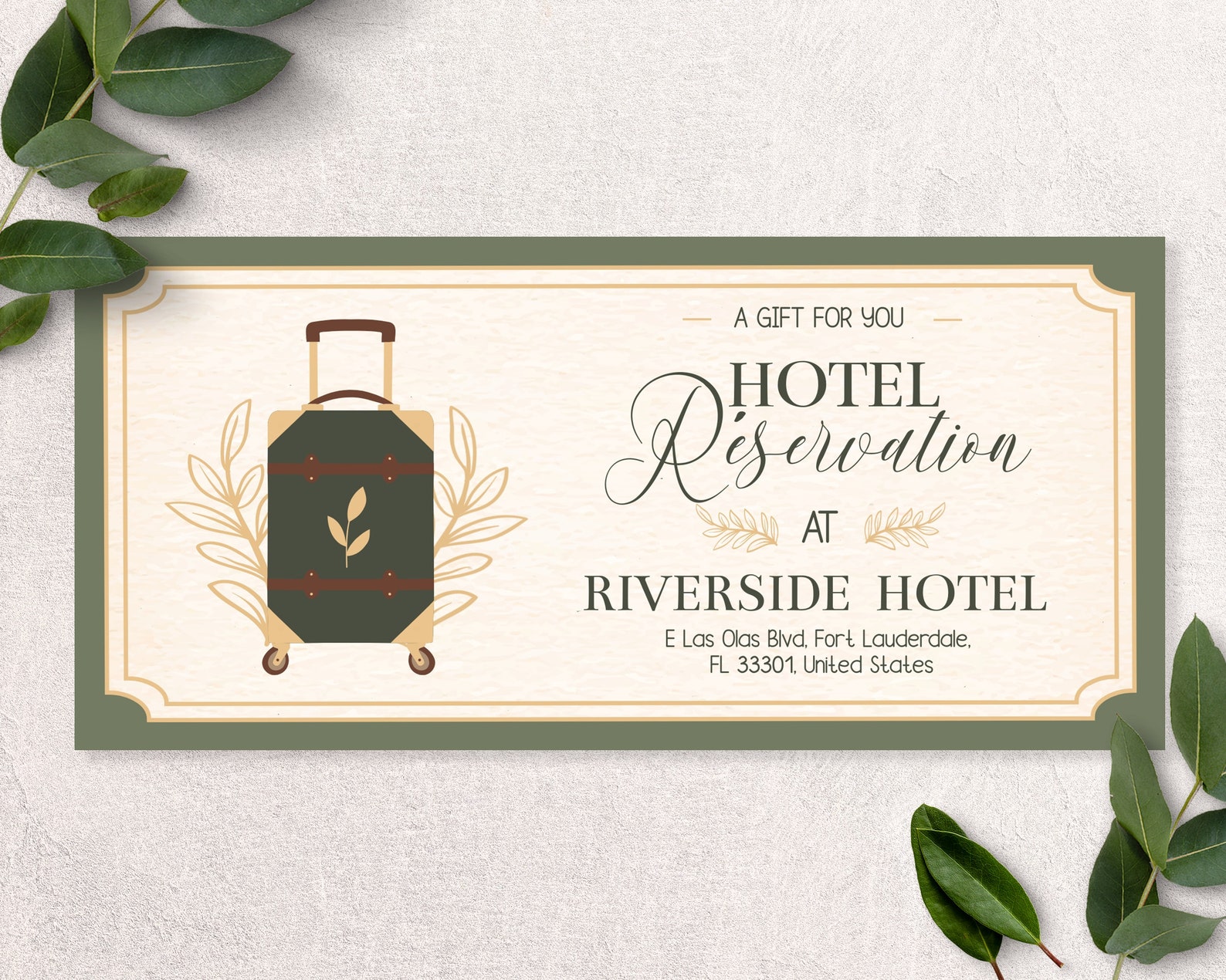 PRINTABLE HOTEL RESERVATION Gift Ticket Gift Experience Etsy
