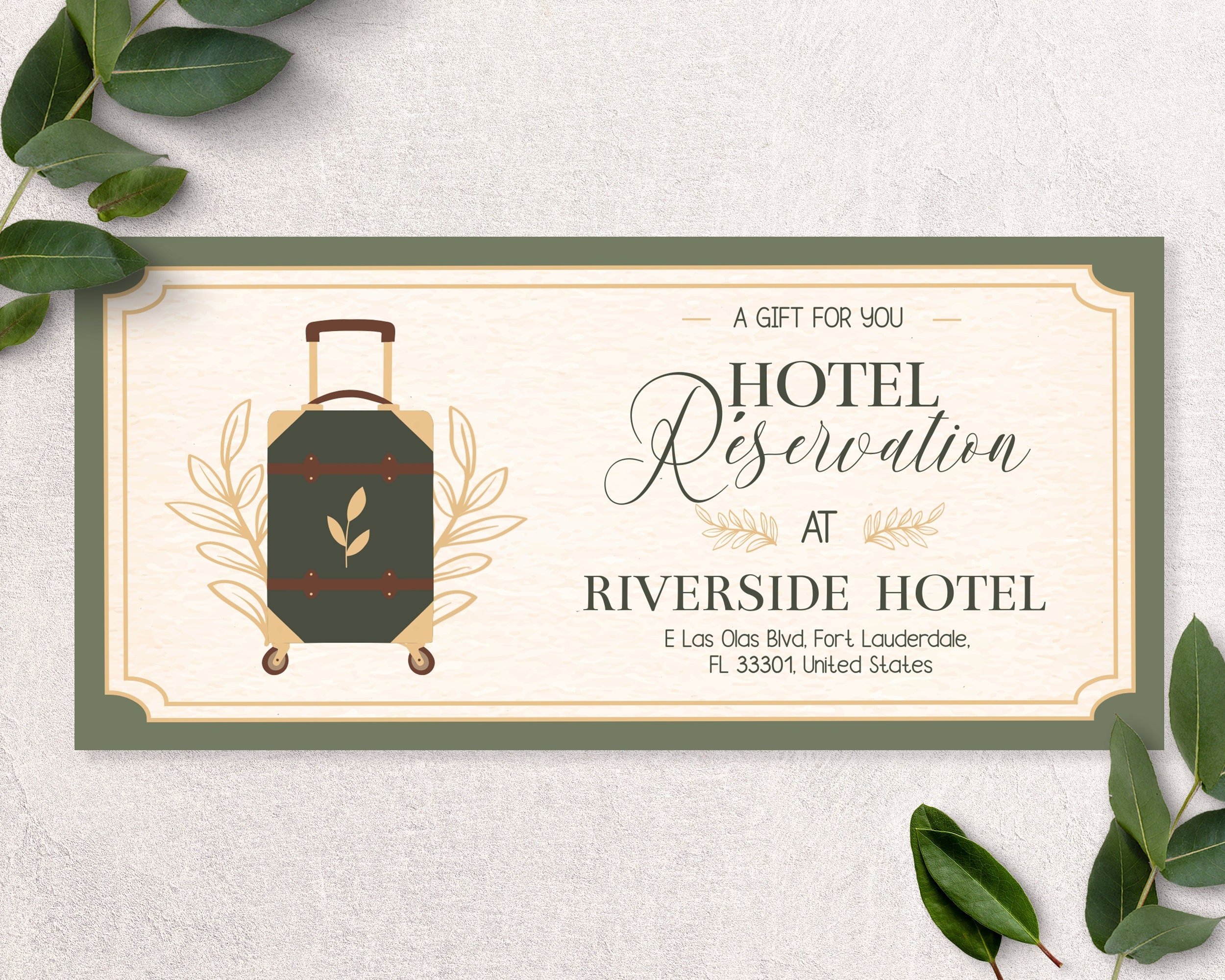 PRINTABLE HOTEL RESERVATION Gift Ticket Gift Experience Etsy