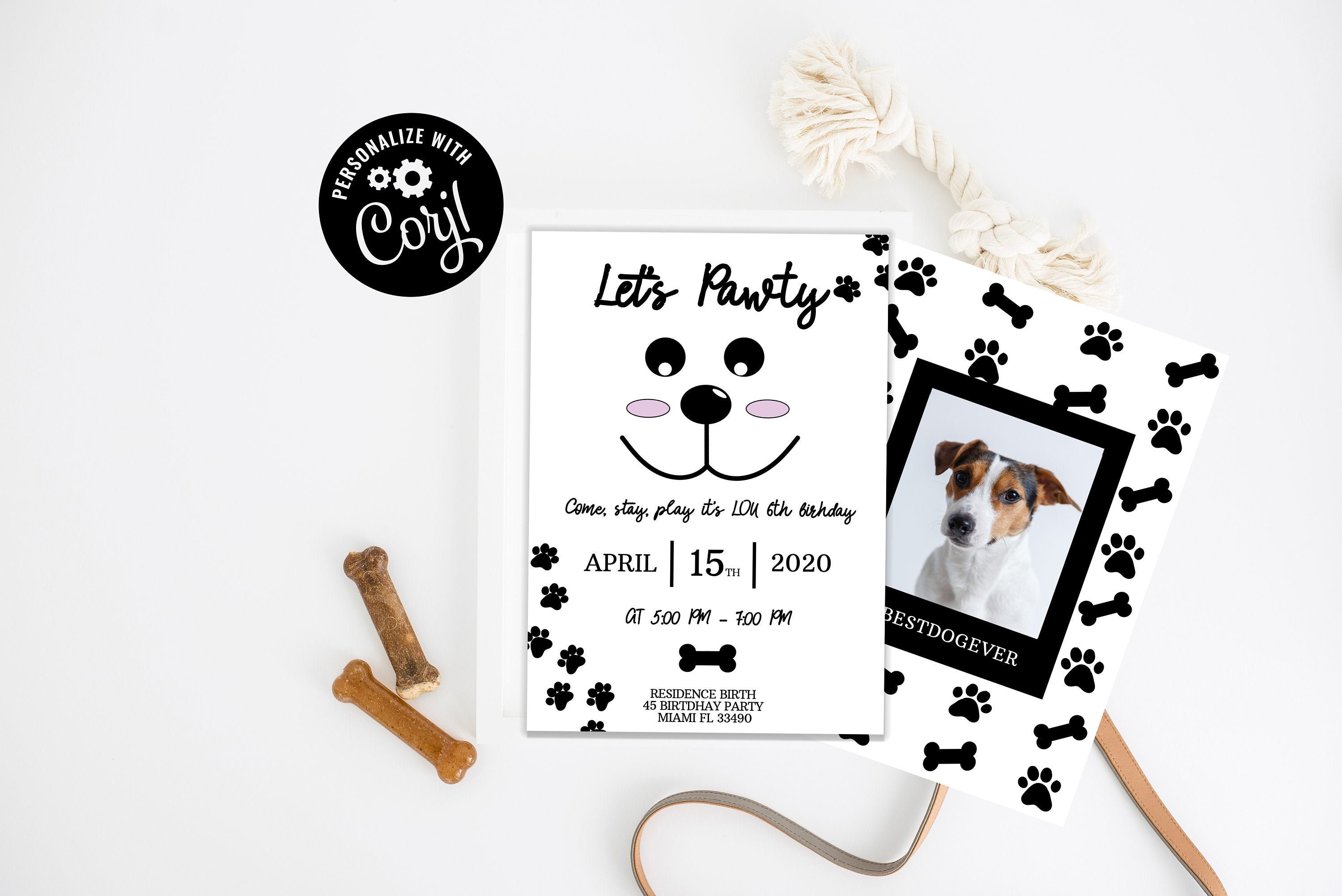Invitation pour animaux de compagnie en anglais Lets Pawty