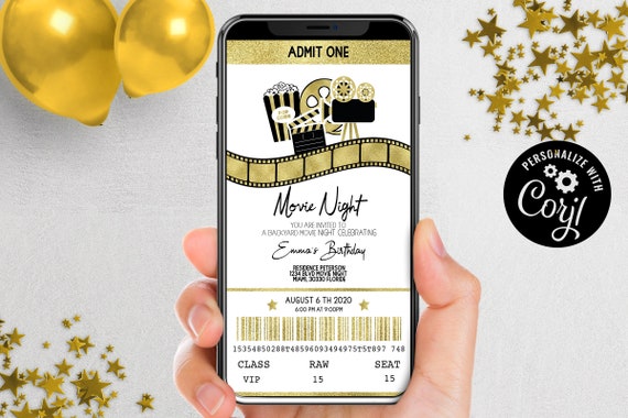 movie night ticket movie night invitaiton movie night party etsy