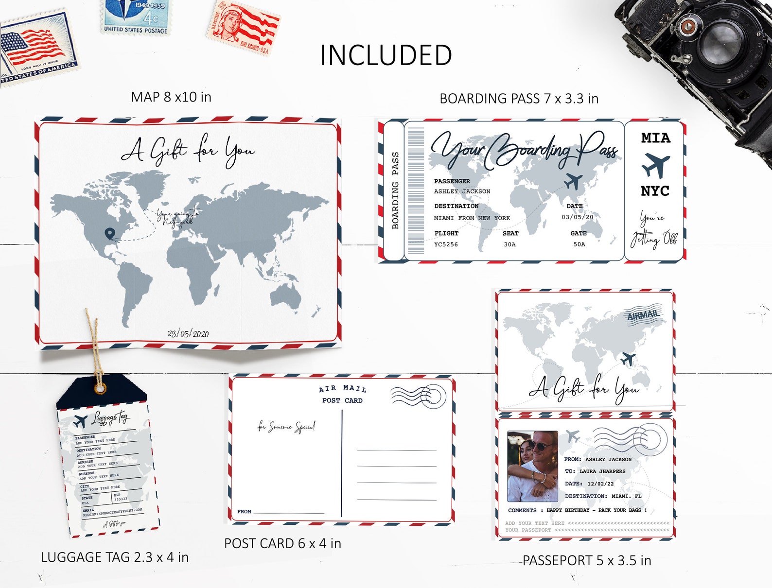 Forfait pour annoncer un voyage surprise carte - Etsy France