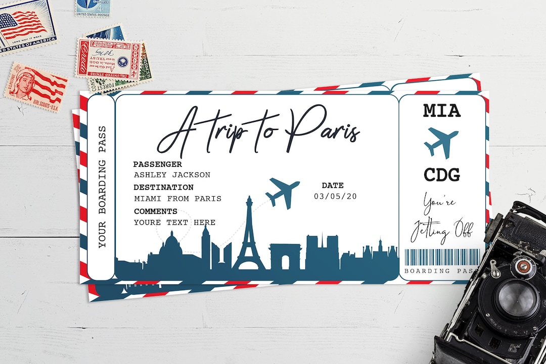 BOARDING PASS PARIS Bordkarte Vorlage Überraschungflug - Etsy Schweiz