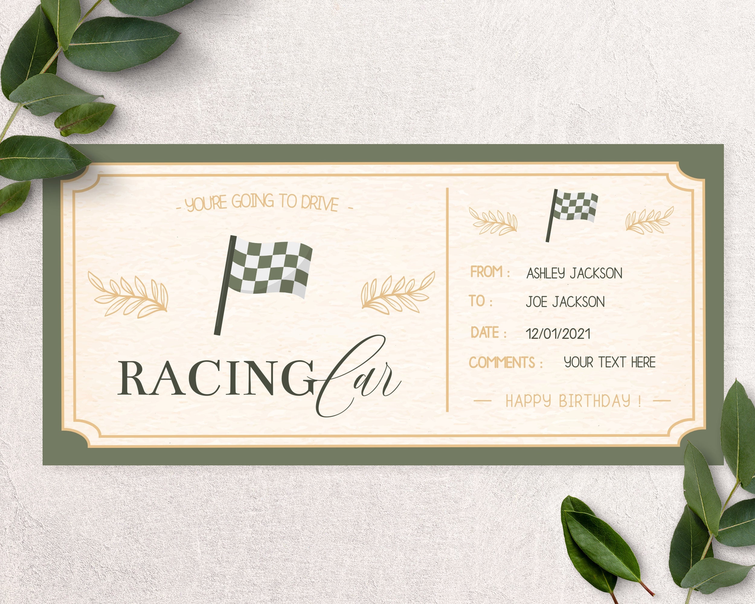 Racing Car Gift Voucher Surprise Activity Custom Birthday Etsy UK
