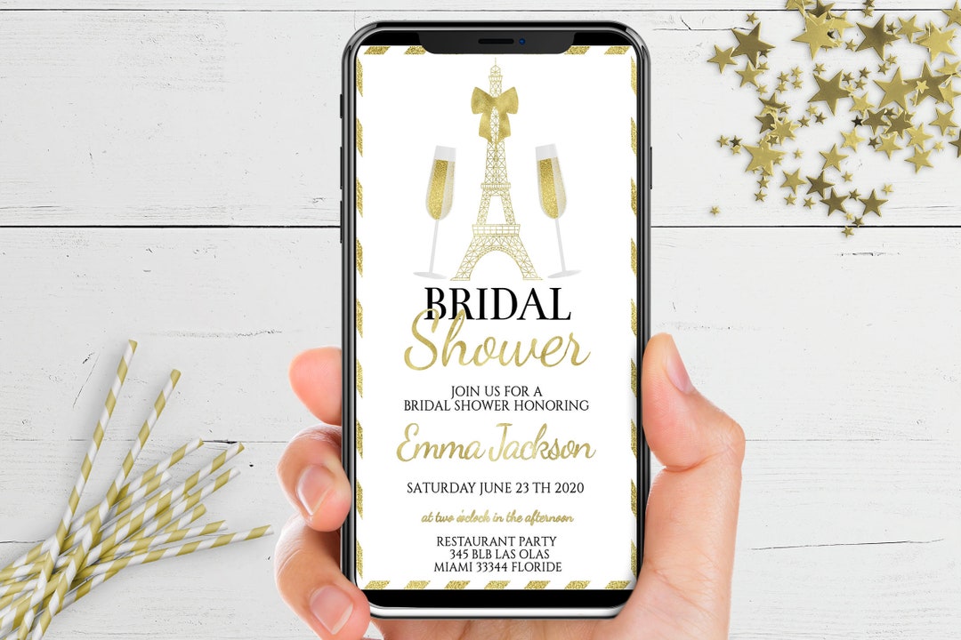 PARIS BRIDAL SHOWER Virtual Invitation, Eiffel Tower Virtual Invitation