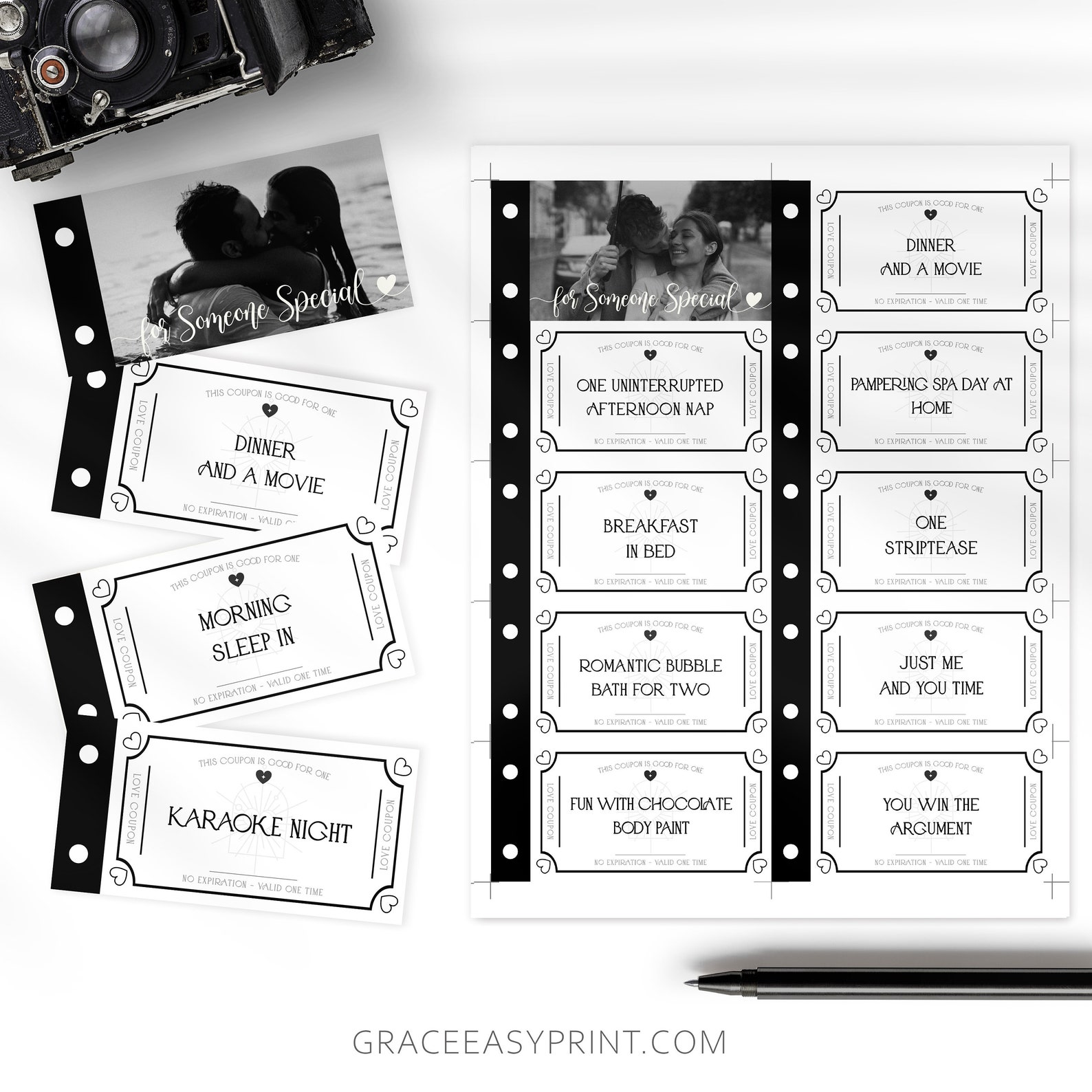 Editable Minimalist Love Coupon Book Printable Love Coupon Etsy