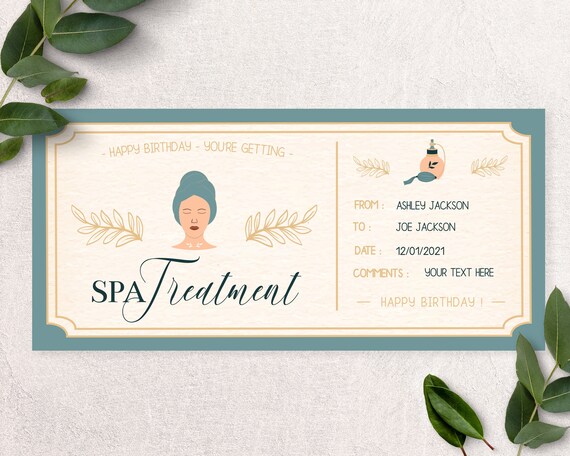 Printable Spa Treatment Gift Voucher Spa Day Spa Treatment - Etsy UK