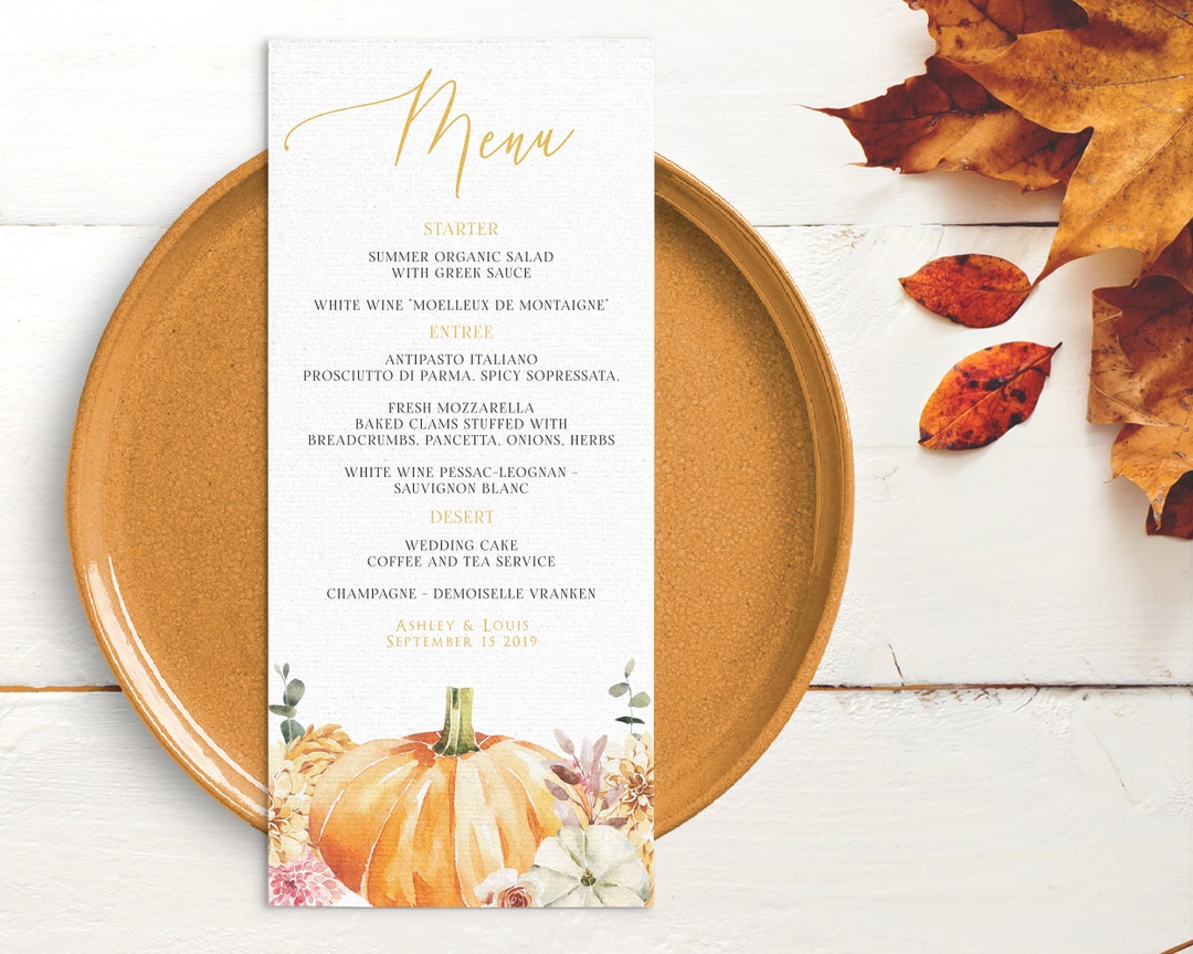 Fall Menu Printable Editable Fall Menu Fall Birthday Menu - Etsy