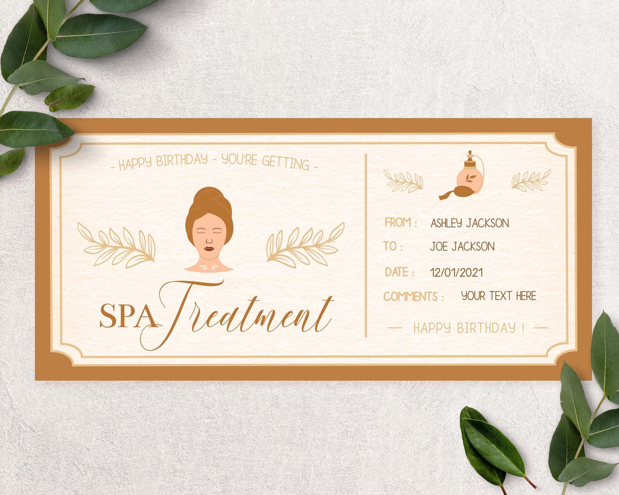 Custom Spa Treatment T Voucher Spa Day Spa Treatment Etsy