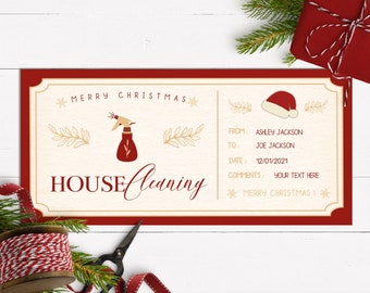 House Cleaning Christmas Voucher Printable House Cleaning - Etsy