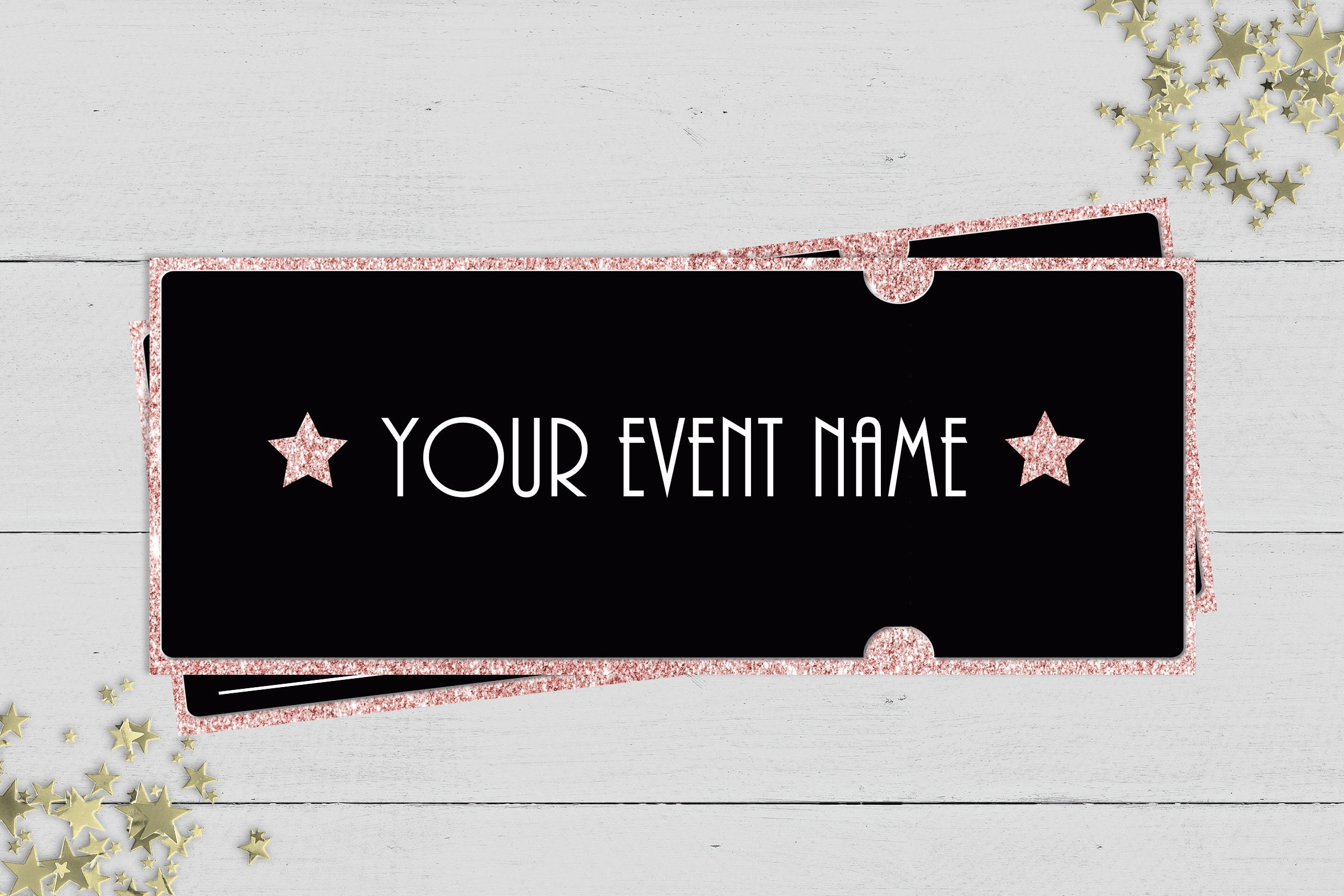 Pink Glitter Event Ticket Printables Editable Event Ticket Etsy