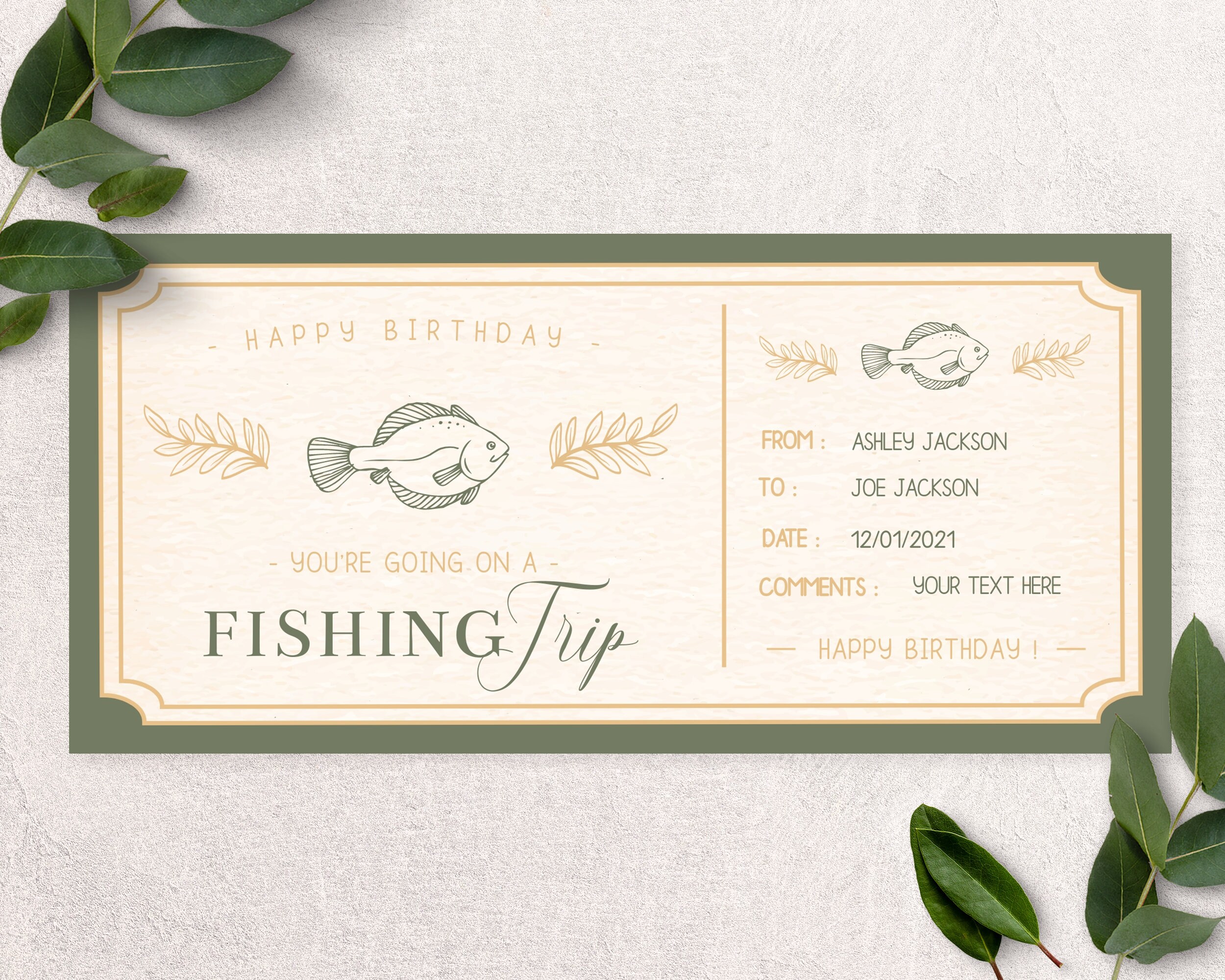 Printable Fishing Trip Voucher Surprise Trip Fishing Bithday Etsy