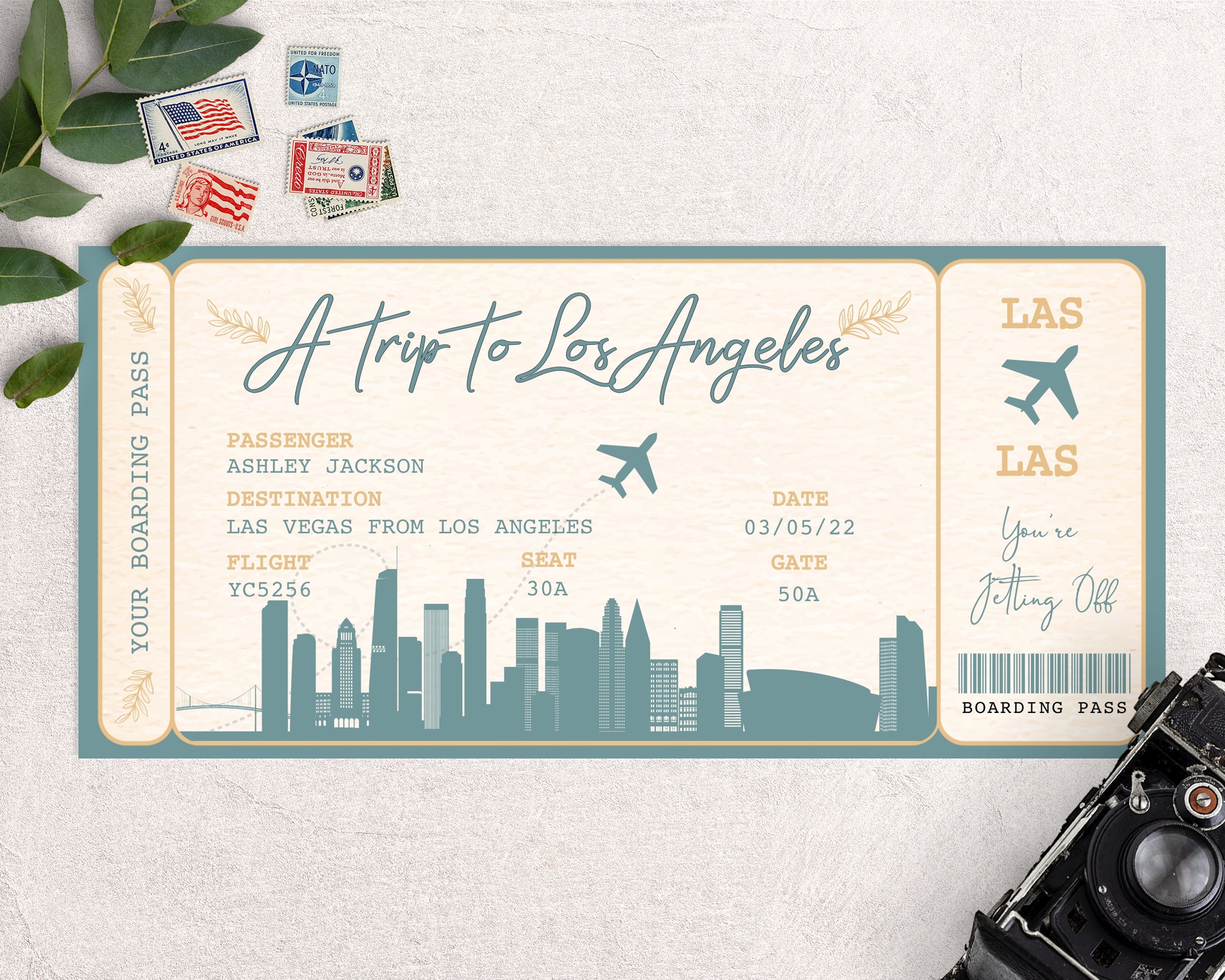 Boarding Pass to Los Angeles Trip to California Boarding Etsy
