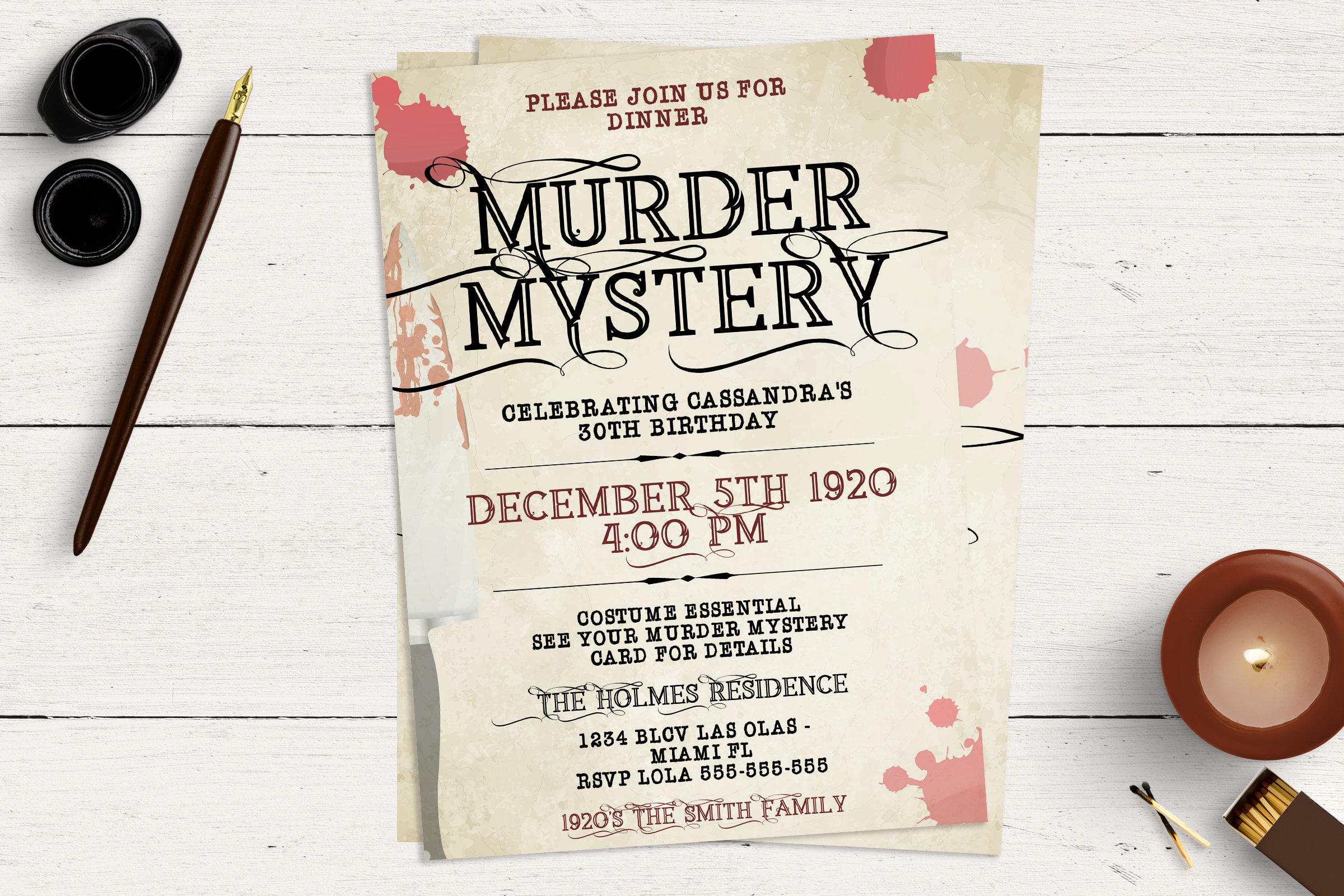 Murder Mystery Dinner Invitations