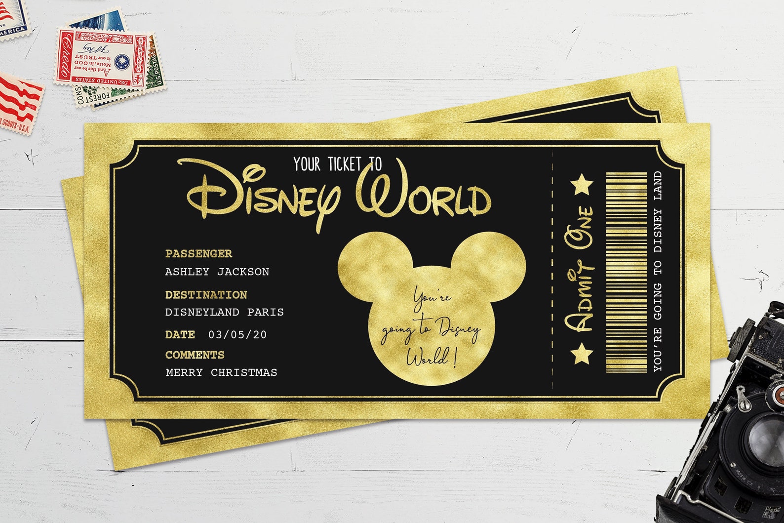 Printable Ticket To Disney Diy Personalize Instant Download Etsy 