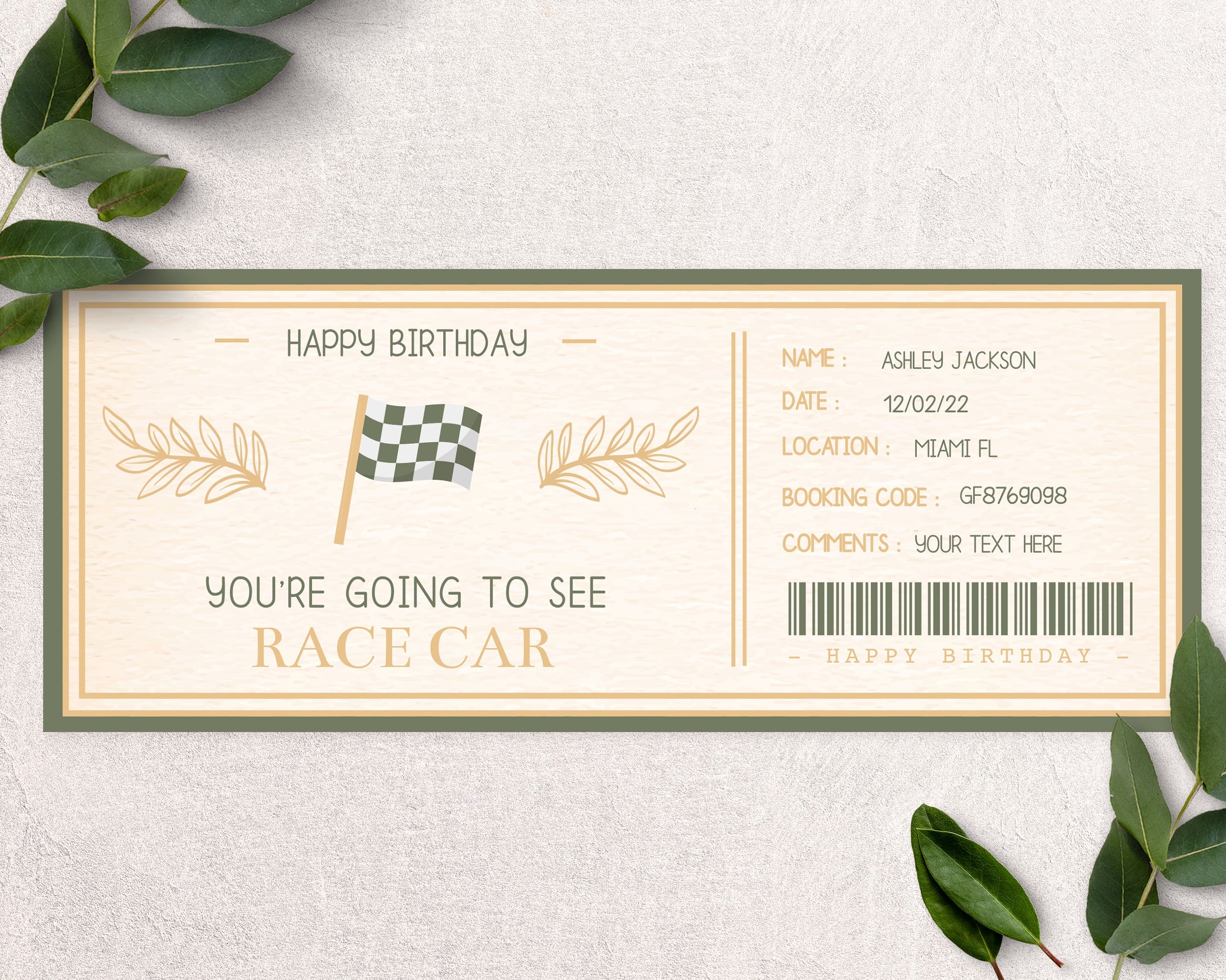 Custom Race Car Ticket Printable Car Race Ticket Formula 1 Etsy UK