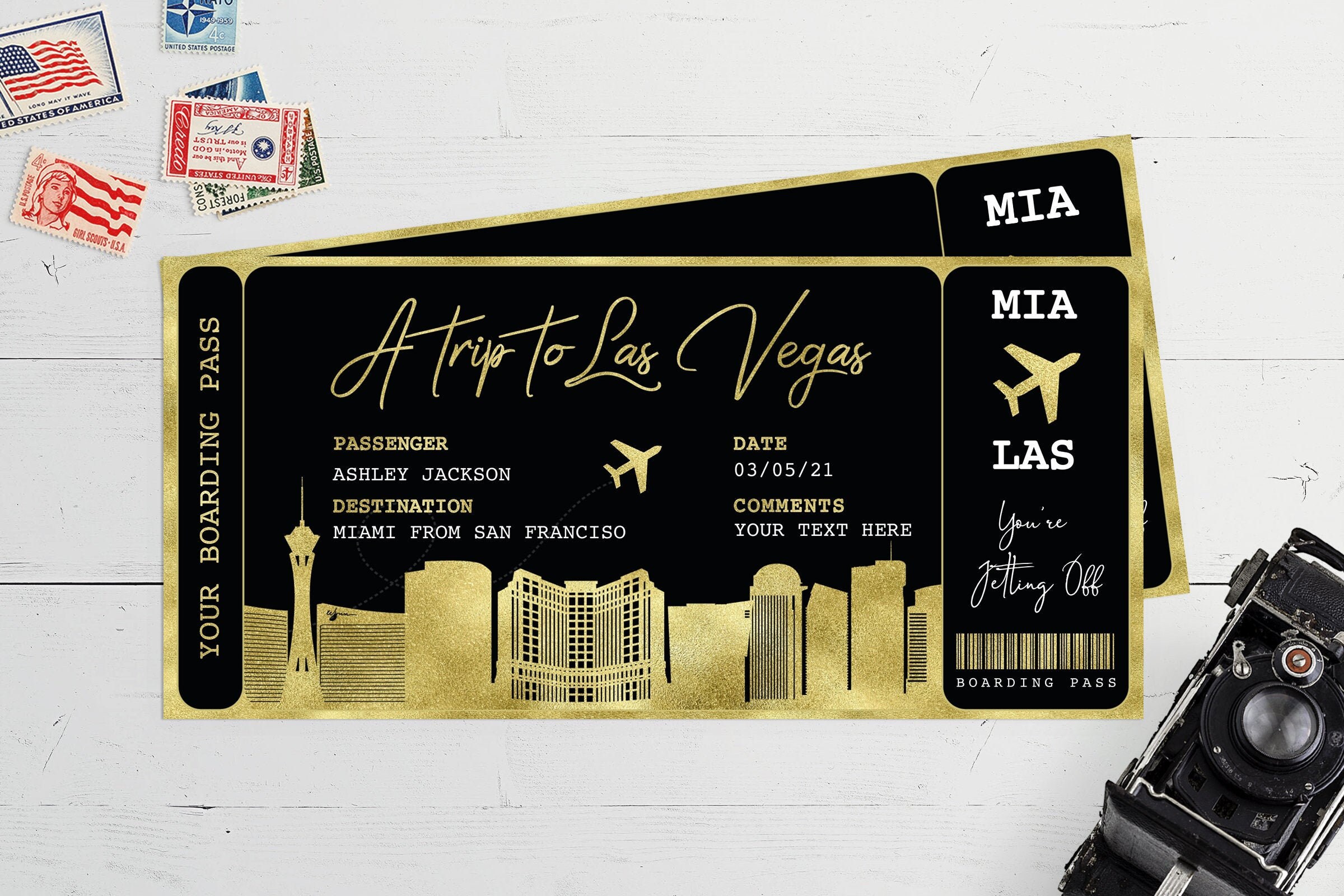 LAS VEGAS Boarding Pass Boarding Pass Template Surprise Etsy UK