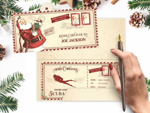 Enveloppe de Noël pour bon dachat, billet, carte dembarquement