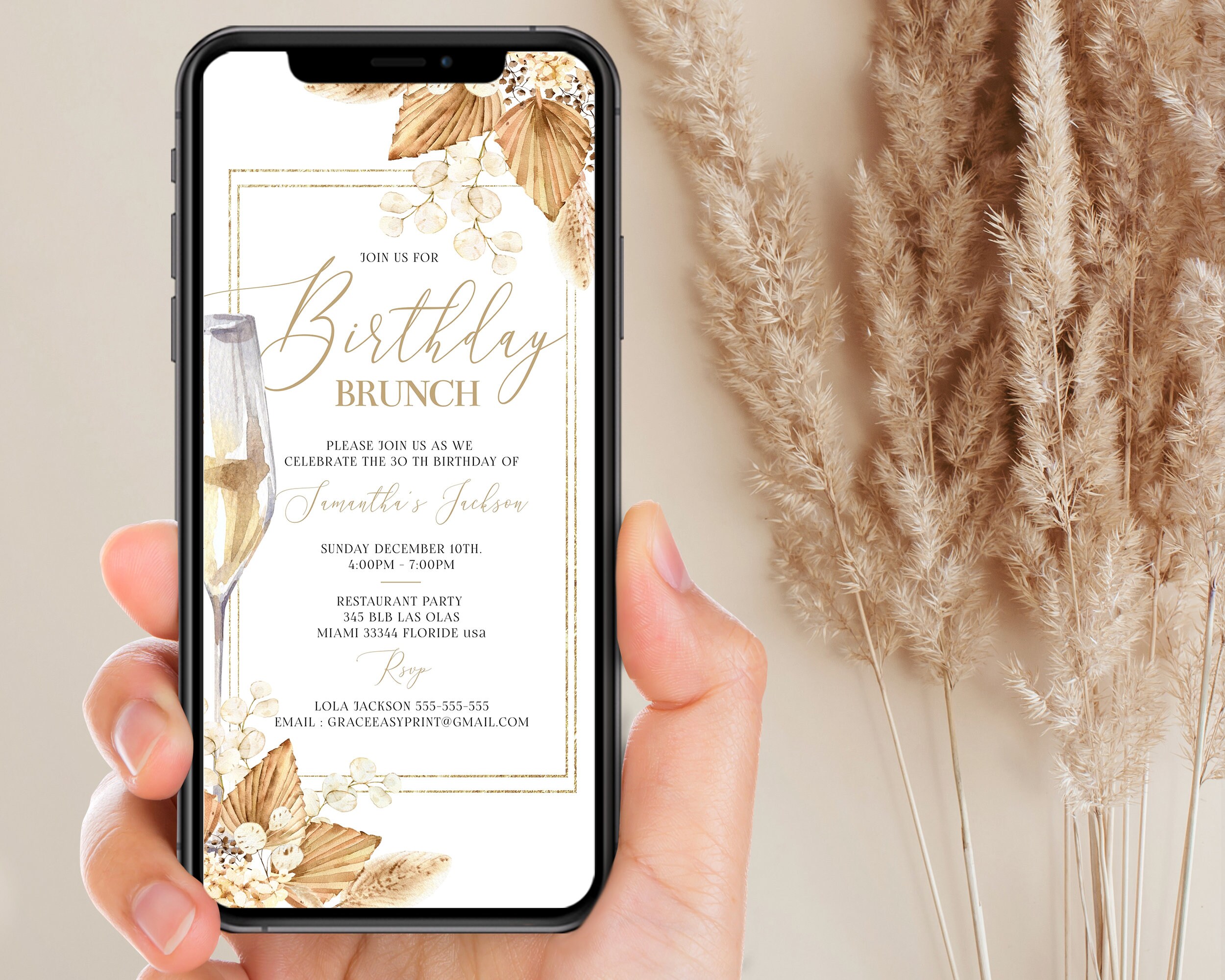 Digitale Geburtstags-Brunch-Einladung Brunch-Einladung - Etsy.de