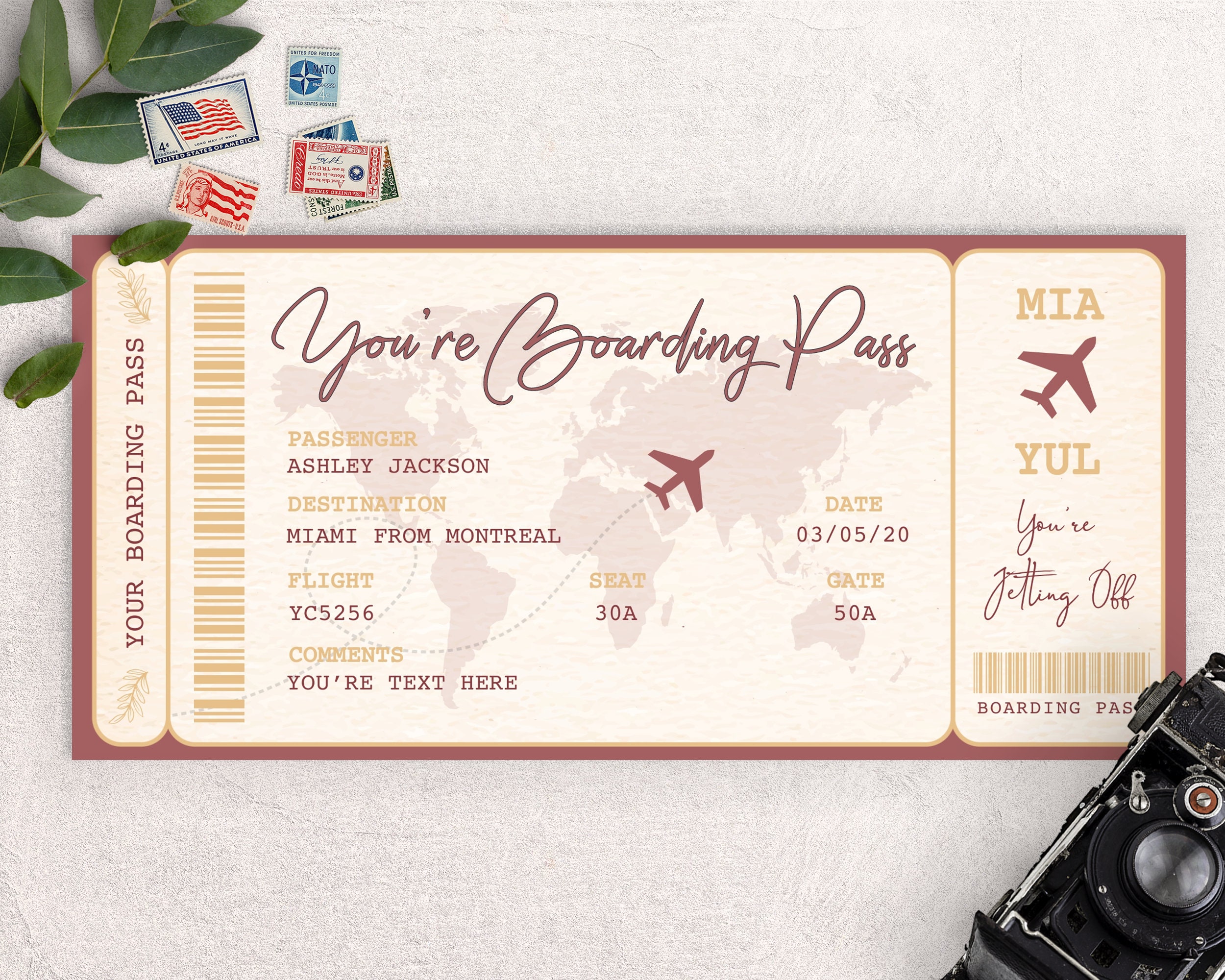 Boarding Pass Boarding Pass Template Surprise Flight - Etsy Canada