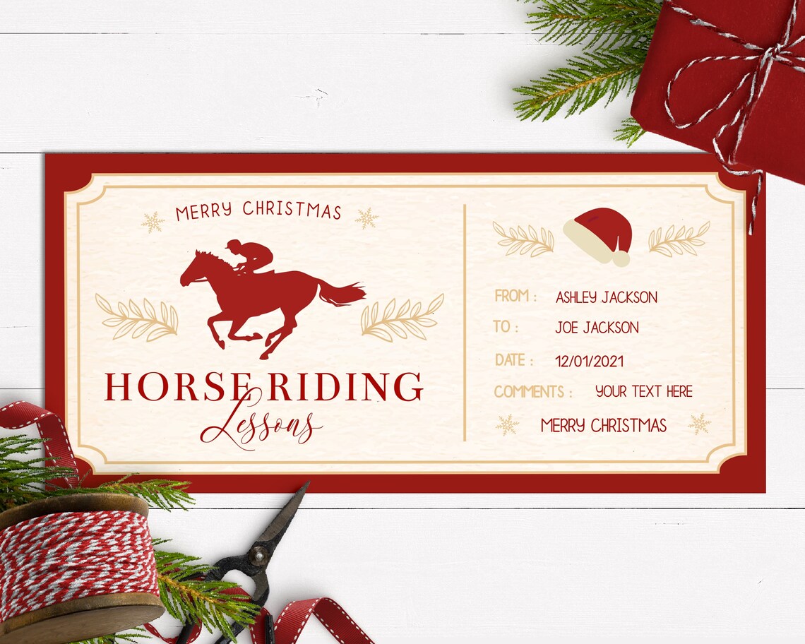 Horse Christmas Voucher Horse Ride Coupon Horse Gift Etsy