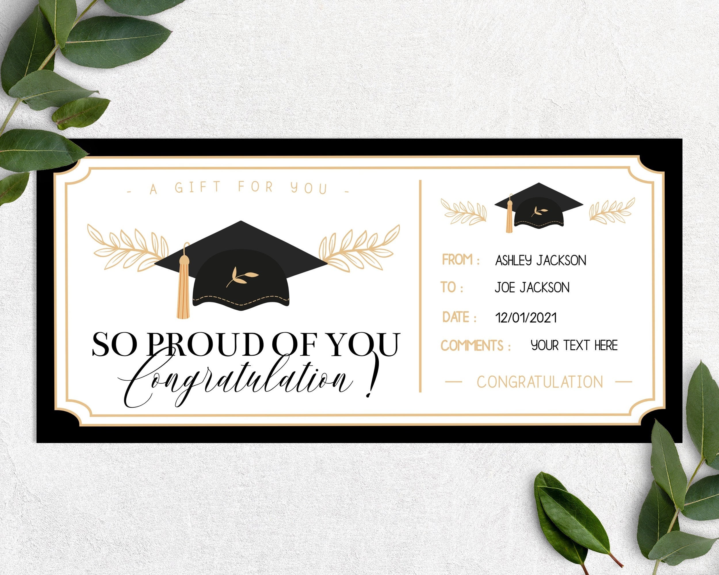 GRADUATION GIFT VOUCHER Custom Gift Ticket Surprise Voucher Etsy
