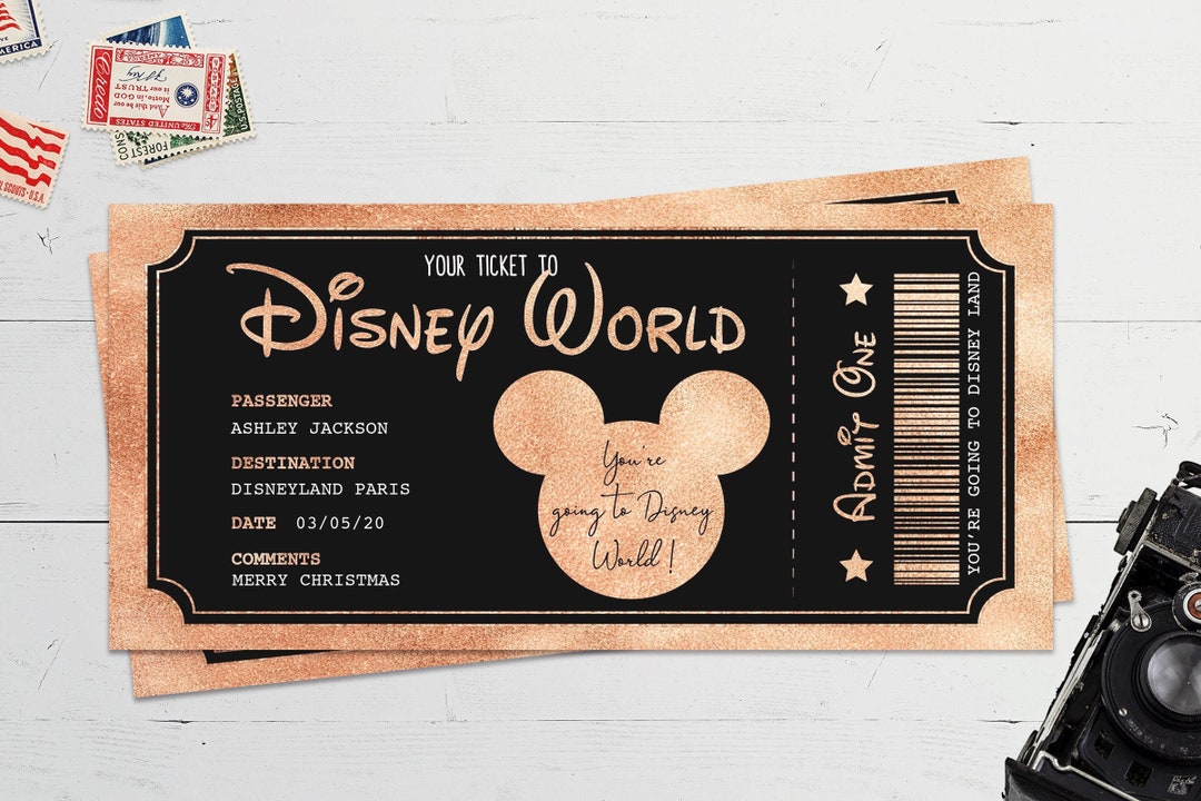 Printable Theme Park Ticket Gift Template Surprise Theme Park Trip ...