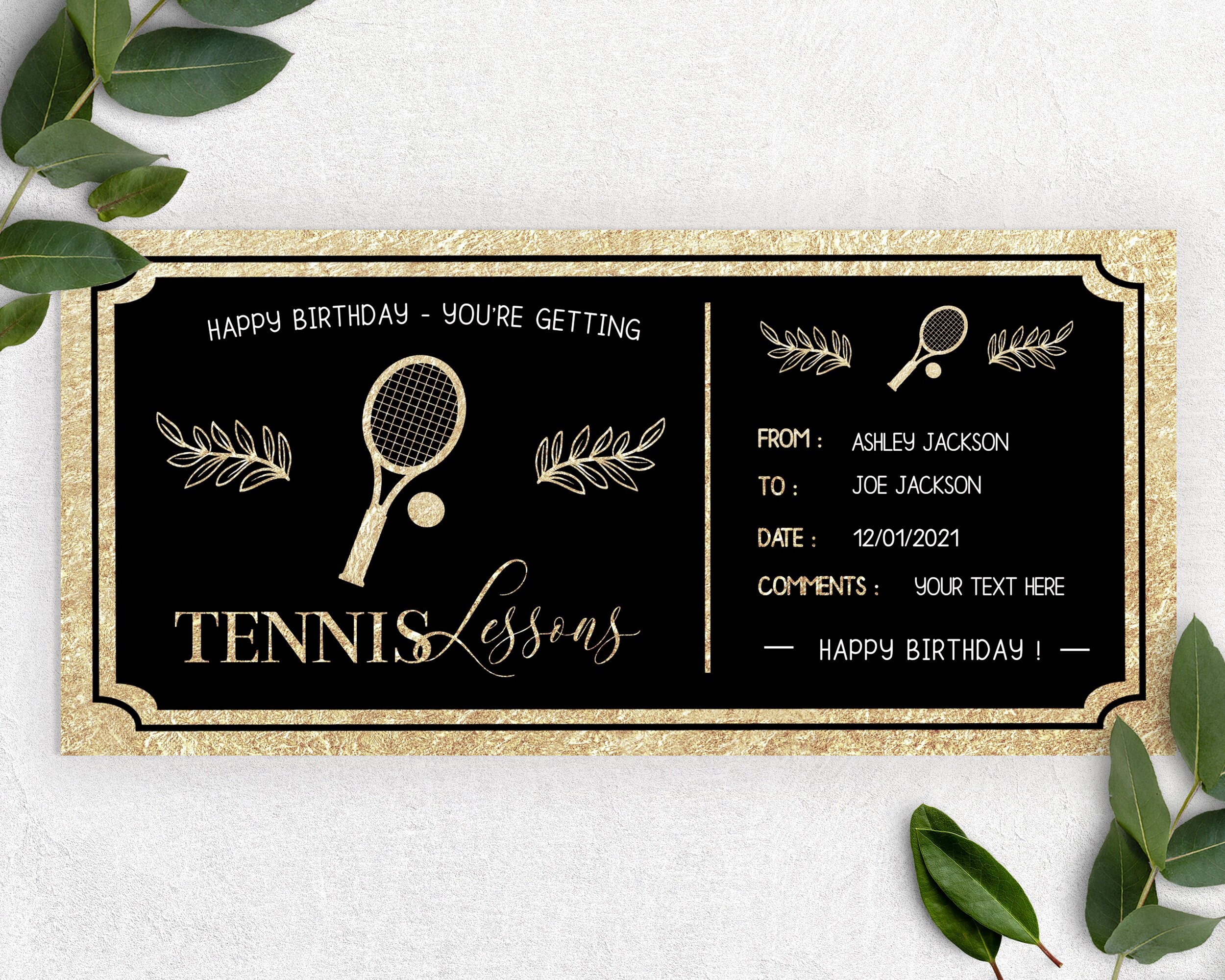 Tennis lessons Gift Voucher sport ticket Gift Experience Etsy