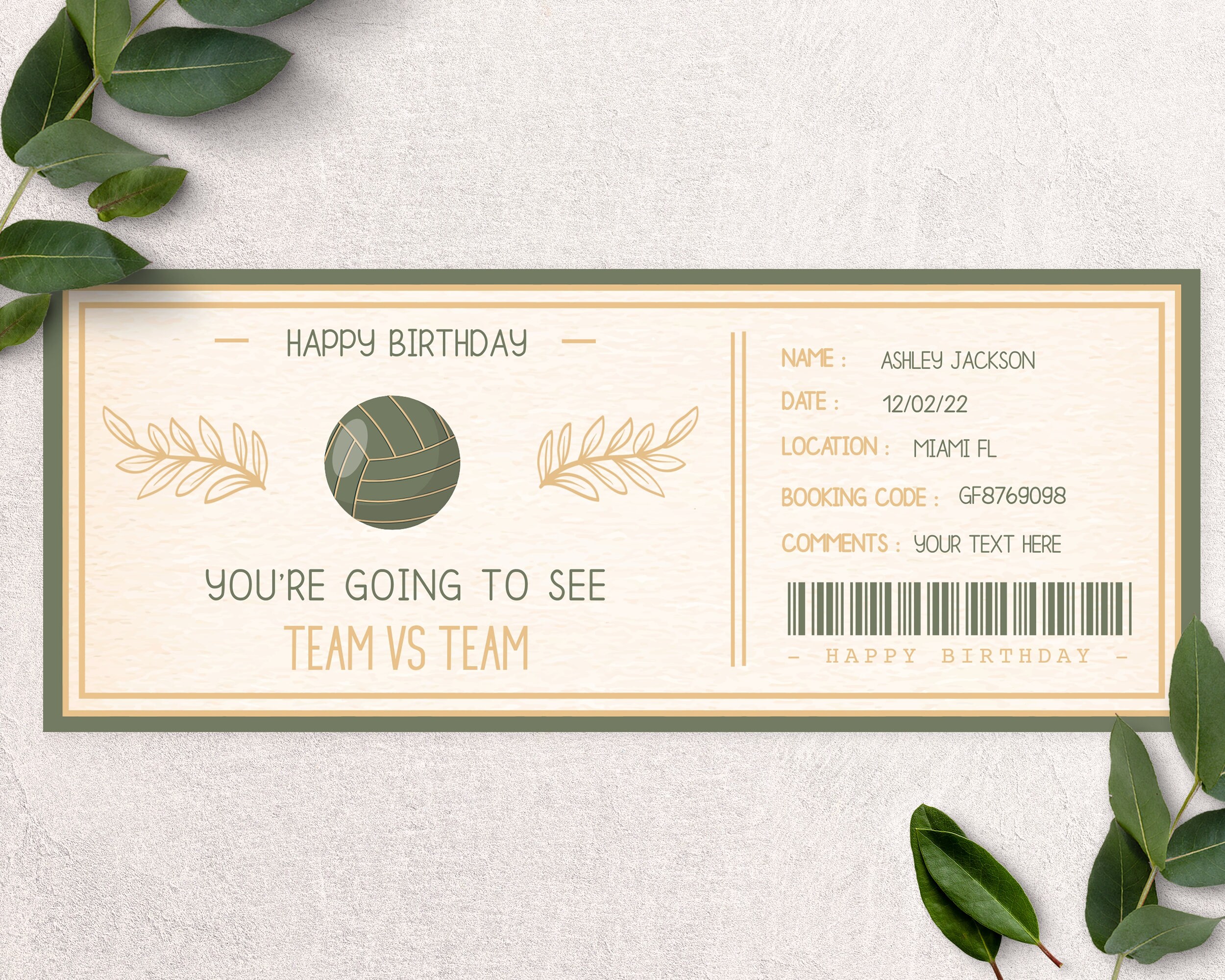 Custom volleyball gift Ticket Printable volleyball ticket Etsy
