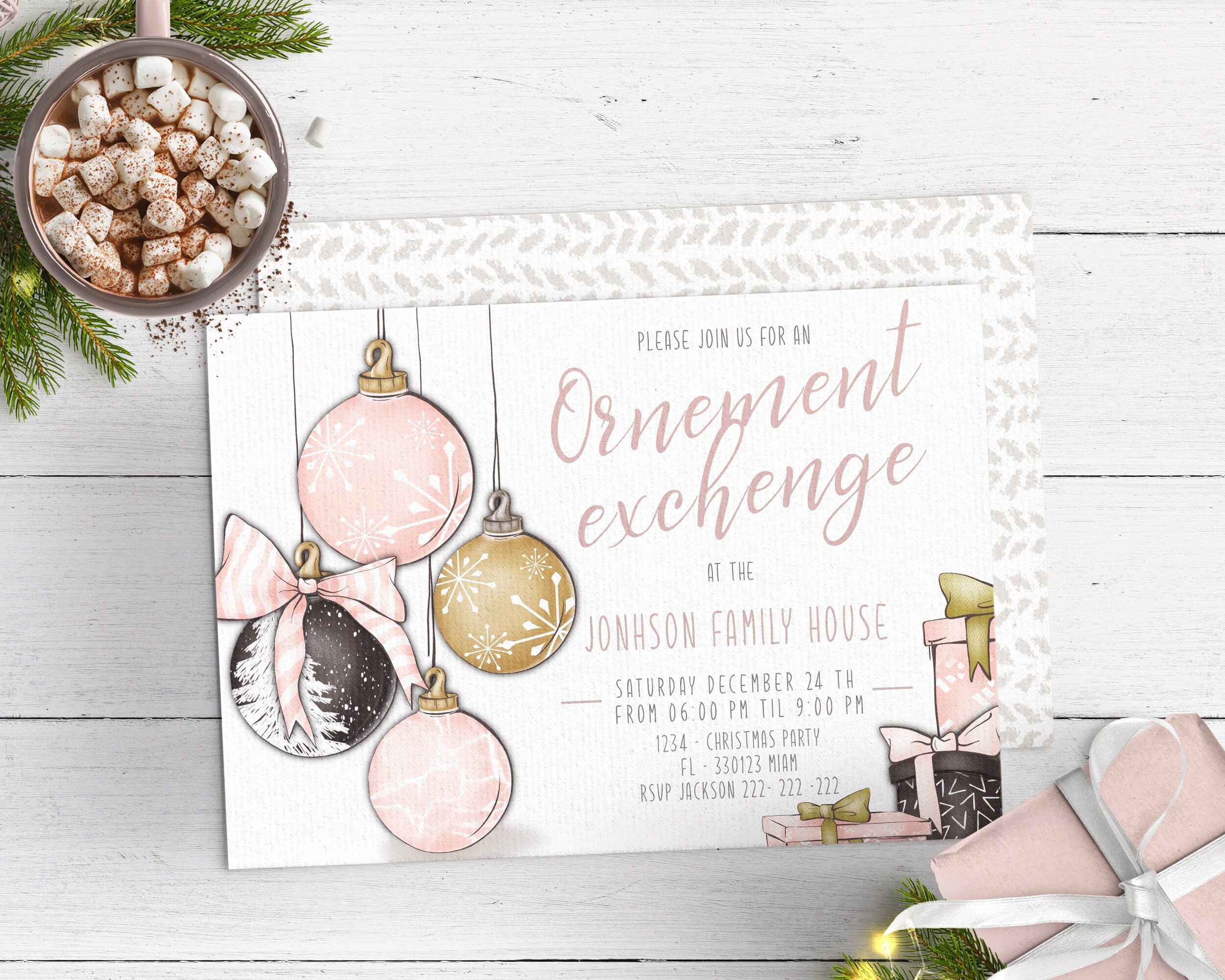 Ornament Exchange Invitation Holiday Invitation Ornement Etsy